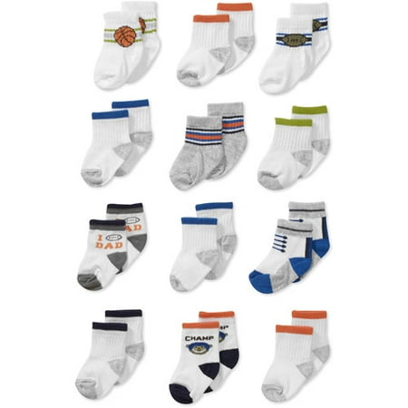 Newborn Boys' 12pk Crew and Sports Assorted Sock Set