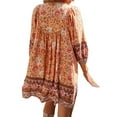 thumbnail image 4 of CNKOO Robes Florales Boho pour Femmes Col en V Manches Longues Ourlet à Volants Robe Trapèze Mini Tenue de Plage, 4 of 6