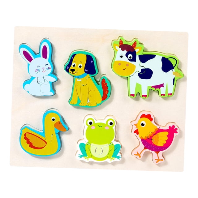 Juegos de rompecabezas de madera, juegos de desarrollo, colores y formas, cognición para niños pequeños Animal B