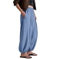 thumbnail image 6 of Womens Baggy Balloon Pants Cotton Linen Barrel Pants High Waisted Wide Leg Pants with Pockets S, 6 of 6