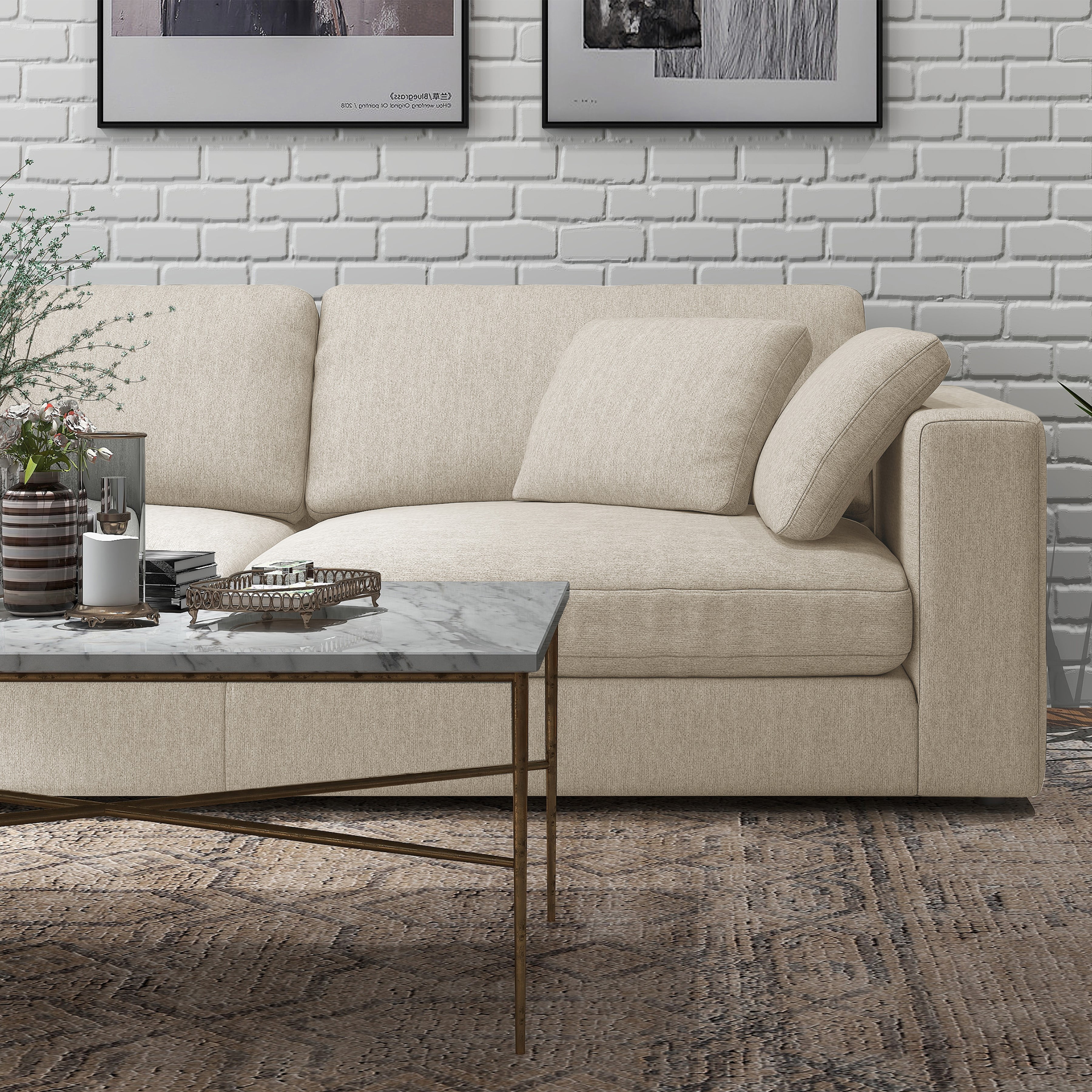 Joelle Sofa sectionnel 2 pièces 128 po avec chaise à gauche