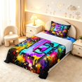 thumbnail image 5 of Manfei Colorful Alphabet E Twin Sheets,Paint Drip Bedding,Black,3 Pieces,1 Flat Sheet,1 Fitted Sheet and 1 Pillowcase, 5 of 6
