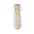 thumbnail image 6 of BLISSFUL STEP Women's Ankle Boots Faux Suede Lace Up Pointed Toe Stiletto Heel Ankle Booties Beige 9.5, 6 of 8