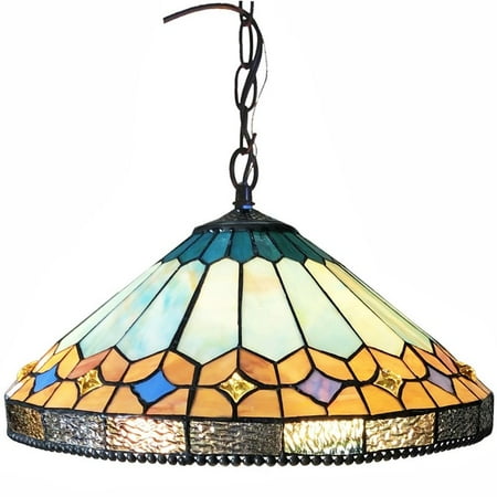 

CHLOE Nicholas Tiffany-Style Mission Stained Glass Ceiling Pendant 18 Height