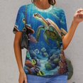 thumbnail image 6 of Nautical Green Sea Turtles Women's Short Sleeve T-Shirt Crew Neck Casual Summer Trendy Loose Fit Tops, 6 of 6