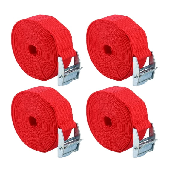 4pcs 1" x 12' Cargo Tie Down Straps Lashing Straps Luggage Strap Adjustable with Cam Lock Buckle for Car Truck Red