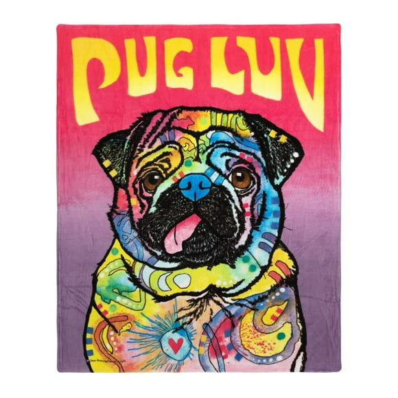 Couverture Jetée en Molleton Dawhud Direct Dean Russo Pug Luv 50 Pouces"x60 Pouces" pour Femmes, Hommes et Enfants