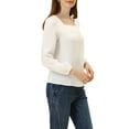 thumbnail image 4 of INSPIRE CHIC Women's Pleated Front Casual Long Sleeve Square Neck Blouse, 4 of 5