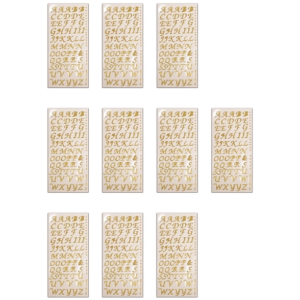 Monstrate 10 hojas de pegatinas de letras en inglés, adornos adhesivos, calcomanías de números, etiqueta acrílica decorativa, diario, Decoración del hogar Letras de oro rosa