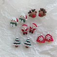 thumbnail image 2 of Pendientes navideños, lindos pendientes de resina de alce de Papá Noel, pendientes femeninos de muñeco de nieve dulces sin agujeros para las orejas, 2 of 5