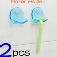 thumbnail image 4 of 2PCS Plastic Super Suction Cup Razor Rack holder Bathroom razor Clear Bathroom Razor Holder Shaver Storage Rack Bracket, 4 of 5