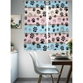 thumbnail image 4 of Pink Blue Paw Print Sheer Curtains 72 Inch Length 2 Panels Set, Vintage Farmhouse Rustic Wooden Grain Voile Window Treatment Curtains Sheers Drapes for Bedroom/Living Room/Kitchen 52"x72"x2, 4 of 7