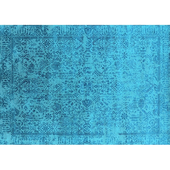 Ahgly Company Indoor Rectangle Oriental Light Blue Industrial Area Rugs, 8' x 10'