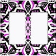 thumbnail image 6 of Metal Light Switch Plate Cover Purple Black Mandala Flower Tile Pattern MDL043, 6 of 13