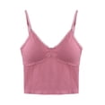thumbnail image 3 of Female Women's Tank Tops with Built in Bra Long White Tank Top Woman Dressy Crop 2025 Women's Summer Lace with Chest Cushion V Neck Suspended Tank Top Short Slim fit Underlay Sleeveless Top One Size, 3 of 3