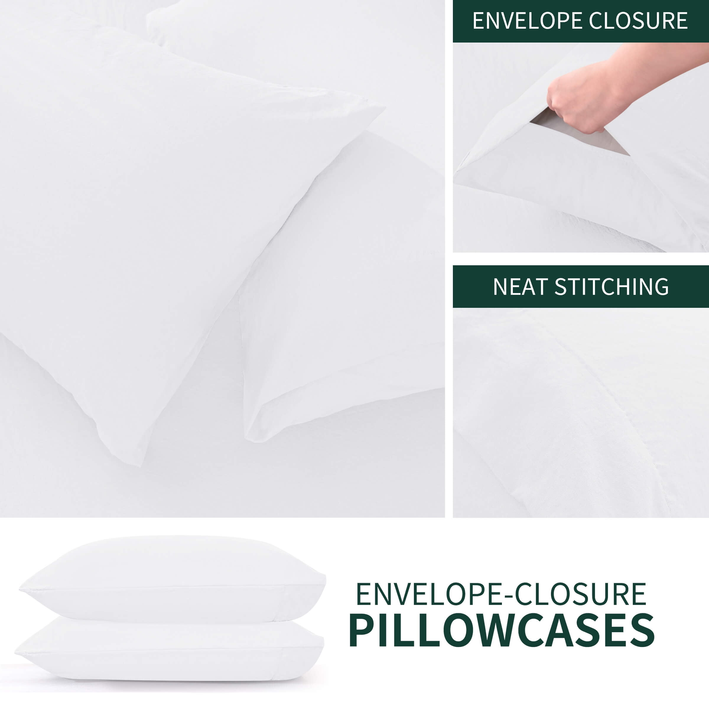 Subrtex Bed Sheets Twin XL Size, 3 Piece Sheet Set, Fitted Sheet and Pillowcase, Twin XL Sheets Deep Pocket, Super Soft Breathable Cooling Sheets, White