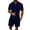 Navy, variant on Uwinwear Men's Summer Beach Set Textured Striped Short Sleeve Shirt and Drawstring Athletic Shorts Set Casual 2 Piece Outfit,Beige,XXXL