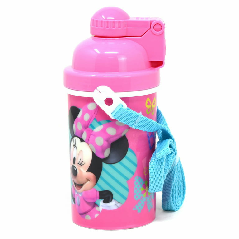 Disney Minnie Mouse Kids Stainless Steel Leak Proof Water Bottle with Push Button Lid and Spout - 14 Ounces