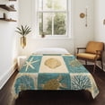thumbnail image 4 of Vintage Coastal Tapestry for Bedroom Wall Hanging Tapestry, Summer Beach Sea Turtle Shell Starfish Ceiling Backdrop Tapestries Poster Blanket Wall Decor for Teens Room Living Room Dorm 55" x 73", 4 of 8