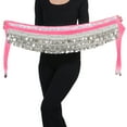 thumbnail image 3 of BellyLady Belly Dance Hip Scarf, Multi-Row Silver Coin Dance Skirt, Gift Idea-ROSERED, 3 of 3
