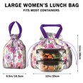 thumbnail image 5 of Pioneer Flower Floral Print Pattern Drawstring Lunch Bag Women - Drawstring Lunch Bag Insulated for Work Office - Stain-Resistant Large Lunchbags for Women with Multi-Pockets, 5 of 6