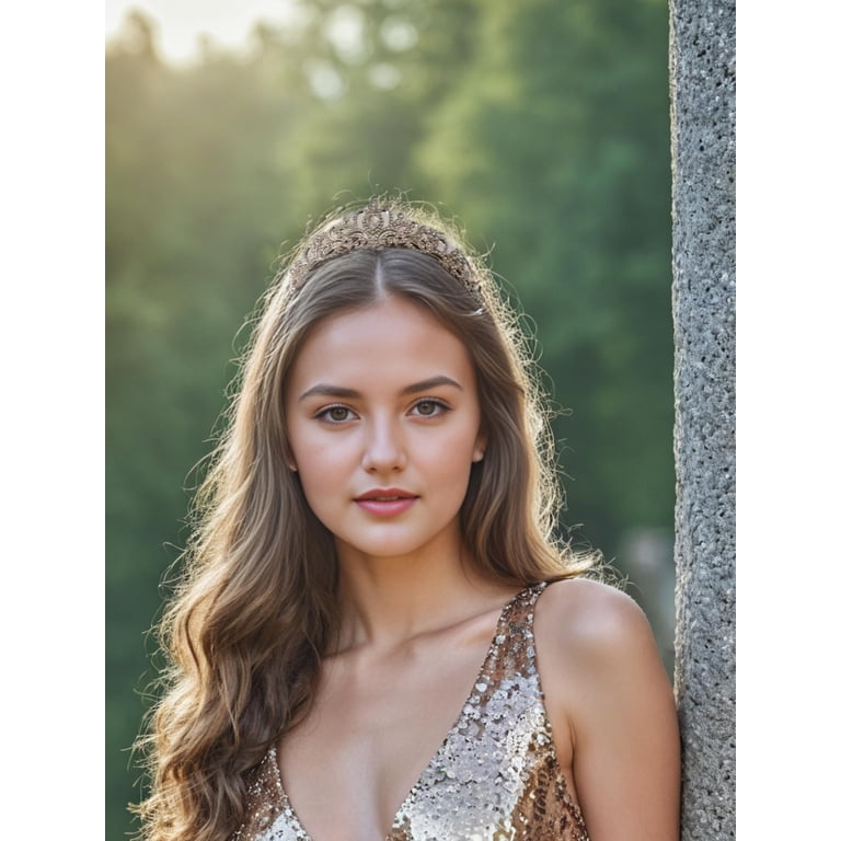 Daofin Gold Crystal Tiara Headband, Rhinestones Alloy Crown  display picture 1