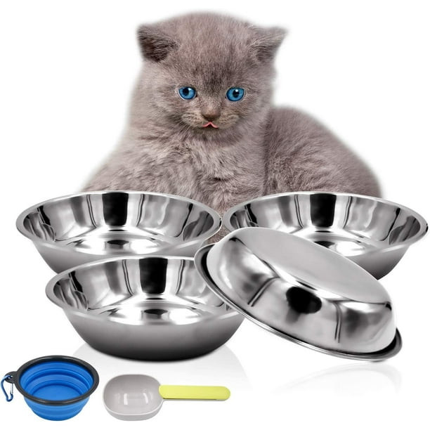 4 Pcs Stainless Steel Dog and Cat Food Dish/Bowls, Shallow Pet Dish
