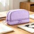 thumbnail image 4 of Rewenti Back to School Large Capacity 4-Layer Pencil Case Solid Color Uncomplicated Multifunctional Stationery Bag for Students, 4 of 6