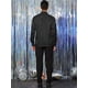 thumbnail image 5 of Camisa de lentejuelas para hombre, manga larga, con botones, para fiesta de graduación, camisas de satén Negro XL Unique Bargains Camisa, 5 of 6