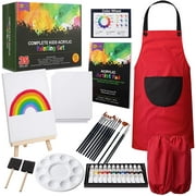 RiseBrite Kids Art Set 35 Pcs Acrylic Paint Set for Kids Includes Non Toxic Paint, Tabletop Easel, Paint Brushes, Canvas, Painting Pad, and More Art Supplies