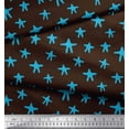 thumbnail image 2 of Soimoi Brown polyester Crepe Fabric Starfish Ocean Printed Fabric 1 Yard 42 Inch Wide, 2 of 3