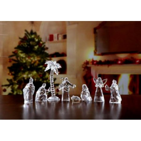 Religious Crystal - 8 Piece Icy Crystal Religious Pocket-Sized Nativity Sets in Velour Bags 5