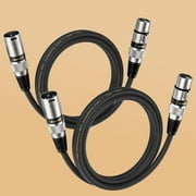 EBXYA 2ft Shielded XLR Cable 2-Pack - 3-Pin Balanced Audio, M/F for Microphones, PA Systems, Copper Shielded