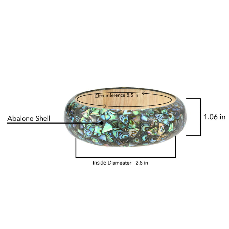 Aeravida Vibrant Mosaic of Color Green Abalone Shell On Wood Bangle Bracelet, Adult Unisex, Size: One Size
