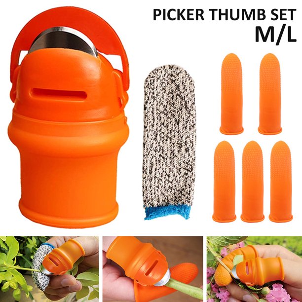 Cuchillo de pulgar para jardinería, protectores de dedos para frutas y verduras, separador de silicona, herramientas para los dedos, herramientas de jardinería para verduras, recorte de plantas de jar Muyoka Hogar