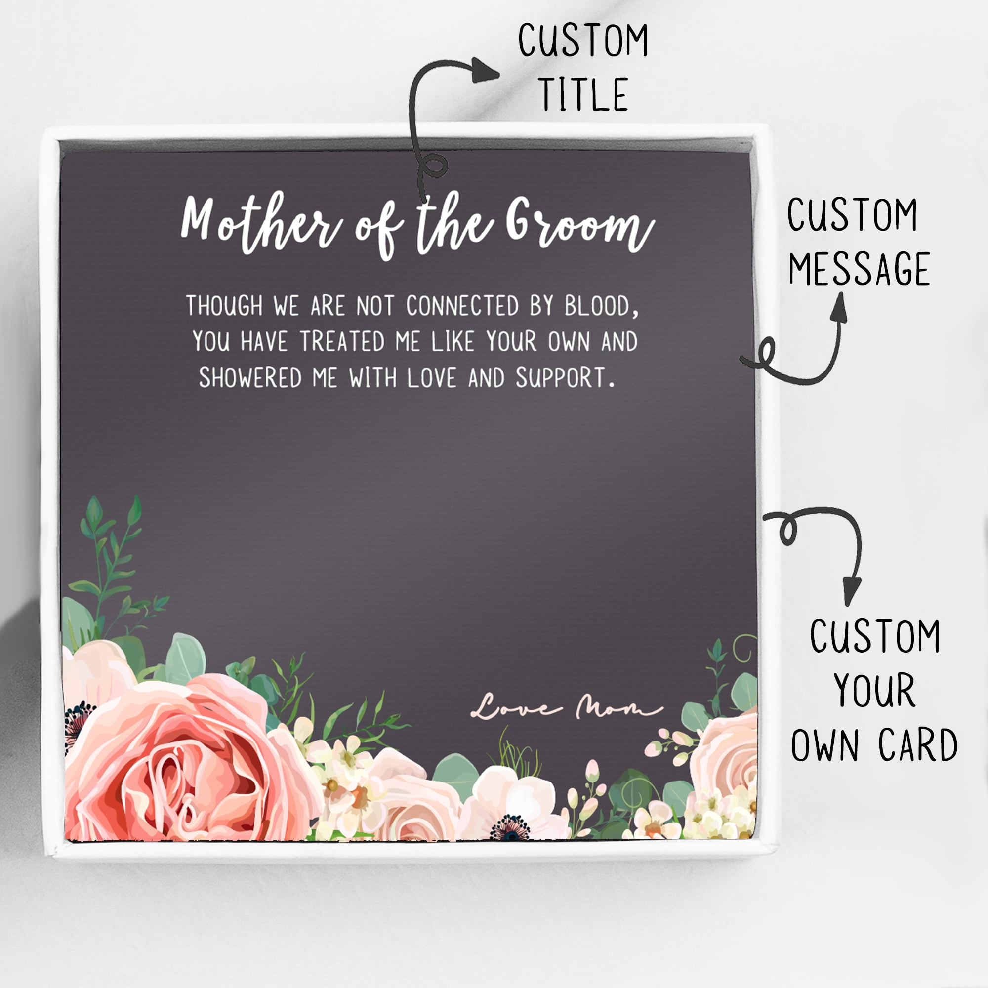 Custom Card for Mother of the Groom Mother's Day Gift, Gift to Mom, Gift for her, Gift for Mother of the Groom, Wedding Day Gift for Mother of the Groom [Silver, Personalized Card]