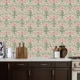 thumbnail image 2 of Peel and Stick Wallpaper Vintage Floral Pink Green Blossoms Wall Mural 17.7in x 9.8ft Self Adhesive Removable Wall Paper Renter Friendly Wallpaper for Nursery Bedroom Cabinets, 2 of 8