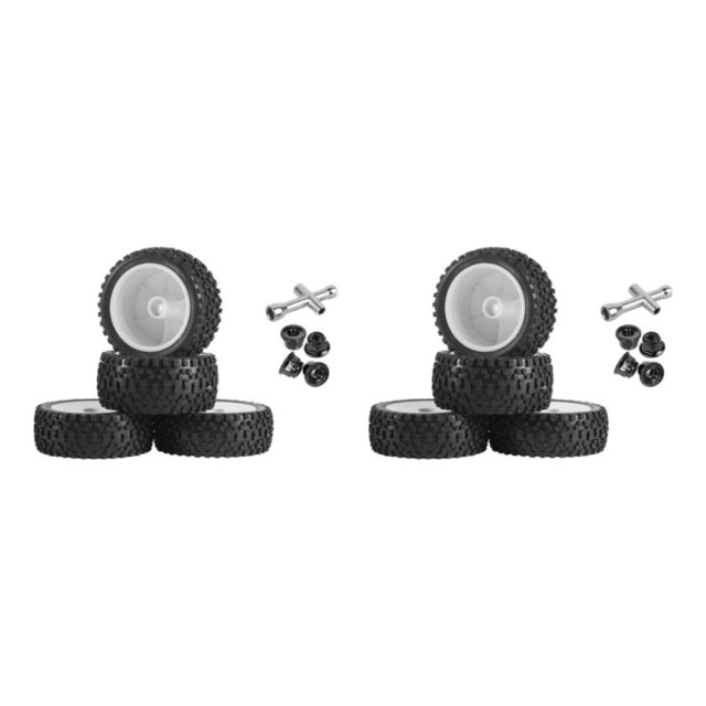Transemion Front Rear Buggy Tires 1:10 Car Crawler Parts Glued Accessories DIY for HSP White 2Set