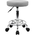 thumbnail image 1 of Tabouret Roulant Rond en Cuir PU avec Repose-Pieds Pivotant Réglage de la Hauteur Spa Salon de Dessin Tatouage Bureau Tabourets de Massage Chaise de Bureau (Gris), 1 of 5