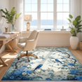 thumbnail image 3 of Design&I 8'x10' Washable Area Rug Extra Large Skid-Resistant Low Profile Chinoiserie Songbird Blossoms Scrolling Vine Border Decorative for Living Room, Family, 3 of 7