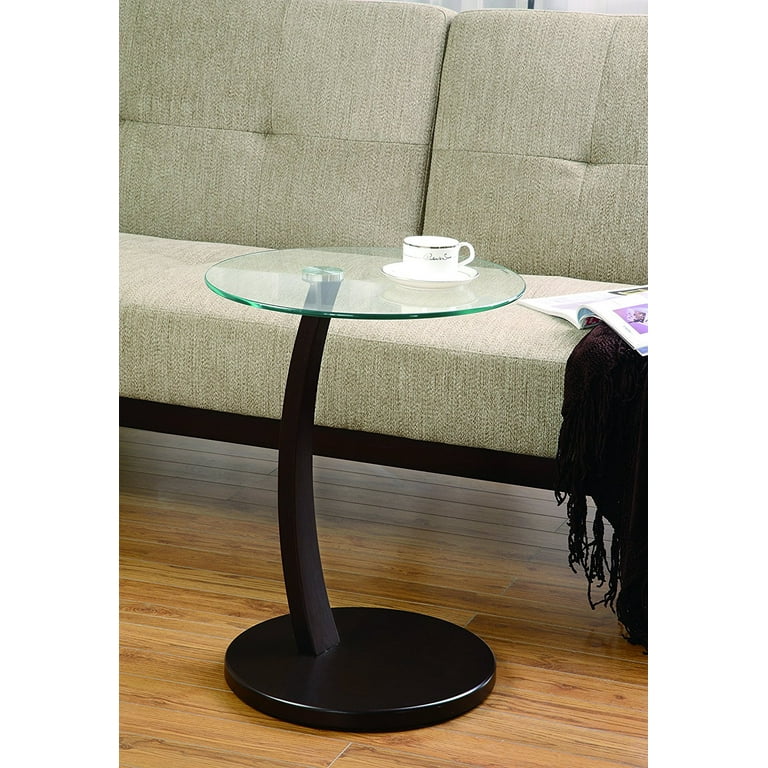 Coaster home furnishings modern contemporary round clear tempered glass end table sale