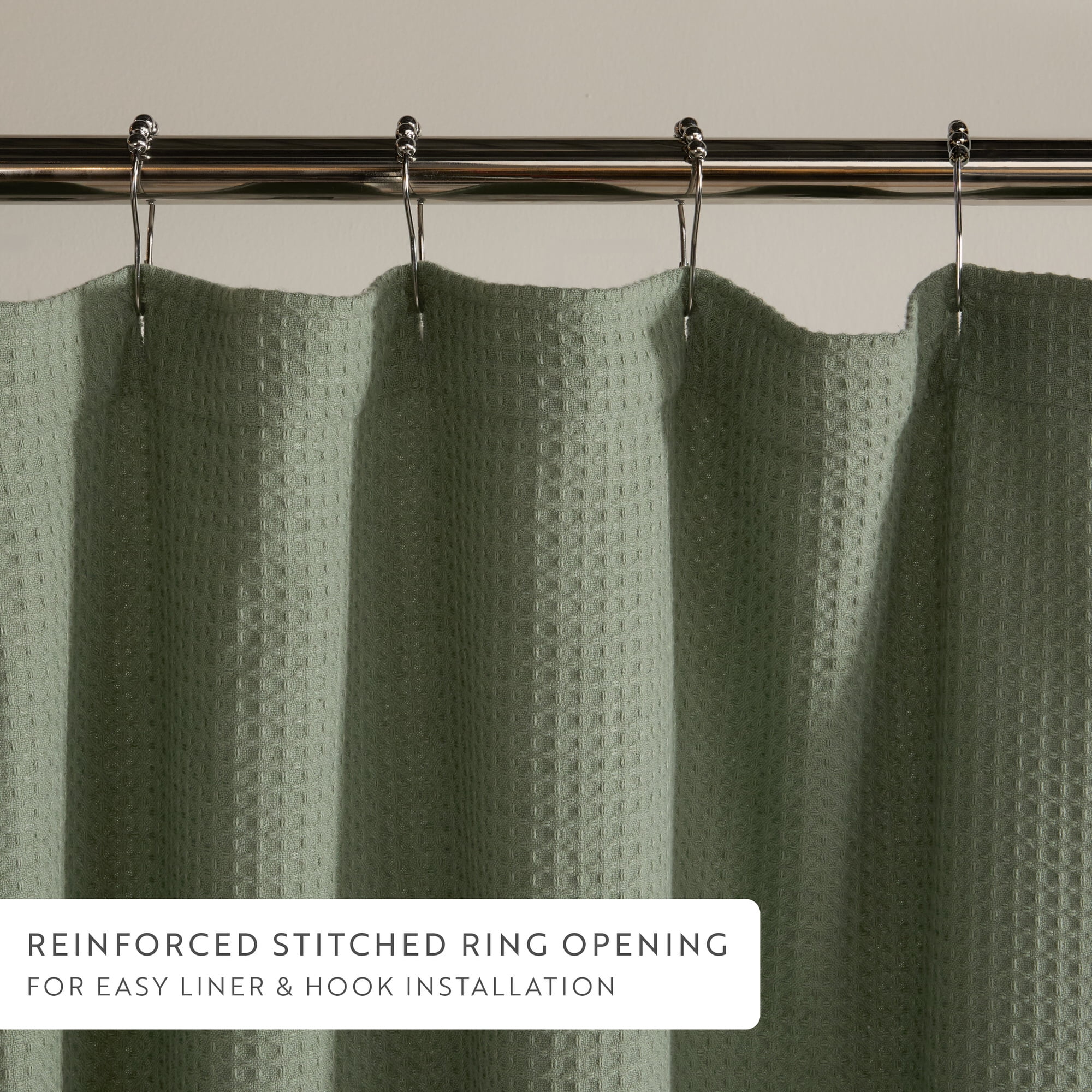 Cotton Blend Waffle Texture Shower Curtain