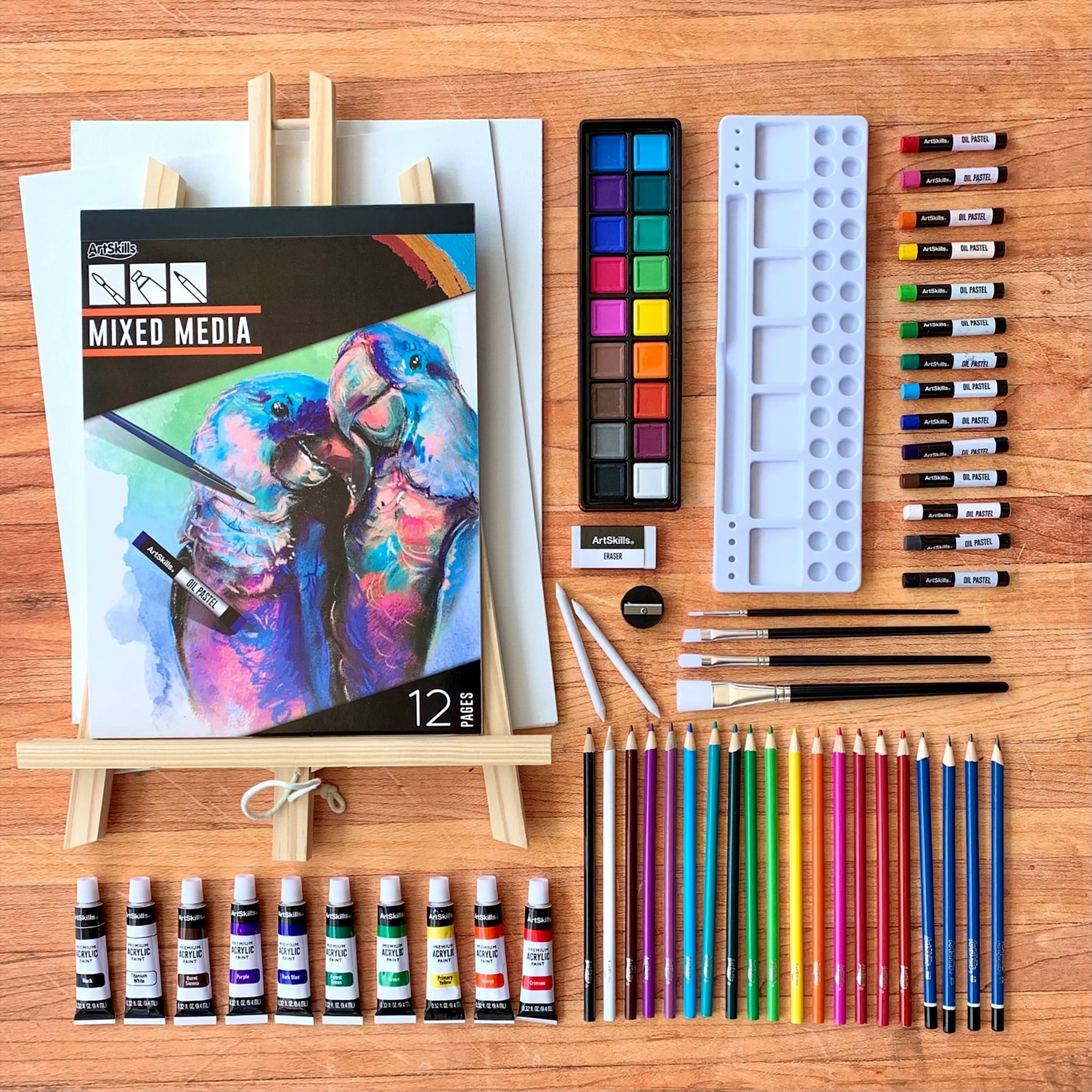 ArtSkills Mixed Media Paint Kit with Wooden Easel