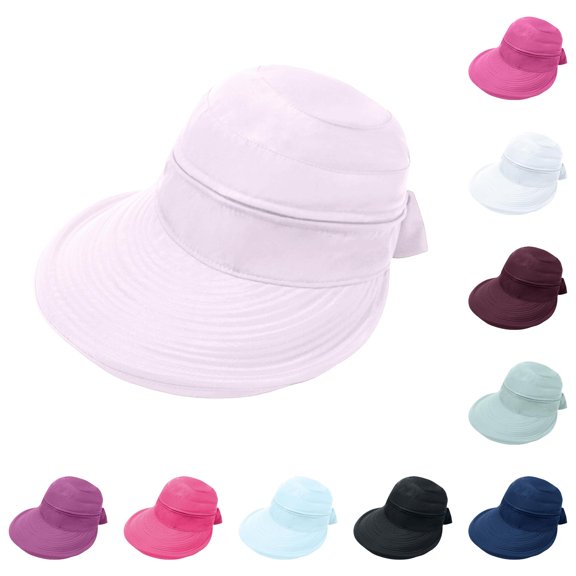 Unir Convertible Wide Brim Sun Hat for Women, Detachable Visor with Bow, Lightweight Summer UV Hat, 1 Piece, One Size
