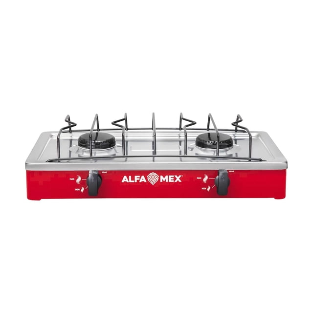 Parrilla de Gas Alfa Mex, 2 Quemadores, Color Rojo, Modelo 304-5-ROJO