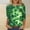 A1691 Green, variant on St. Patrick's Day Shirt for Women Glitter Clover Graphic T-Shirt 3/4 Sleeve Crewneck Festival Apparel Shamrock Print Sparkle Irish Holiday Tops