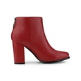 thumbnail image 6 of BLISSFUL STEP Women's Rounded Toe Back Zip Block Heel Ankle Booties Red 8.5, 6 of 8