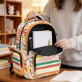 thumbnail image 5 of FKELYI Floral Bow Stripe Print Kids Backpack for Girls 17 Inch School Backpacks Large Capacity Bookbag with Multi-Pockets Casual Daypack for Elementary Student, 5 of 7