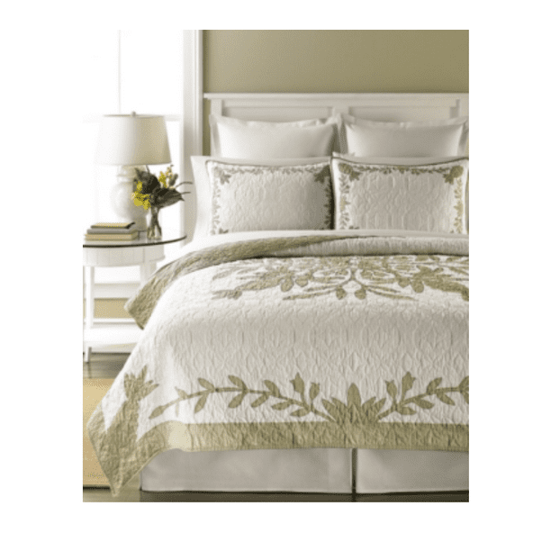 Martha Stewart 100 Cotton Leafy Aloha Collector's Quilt TWIN Beige