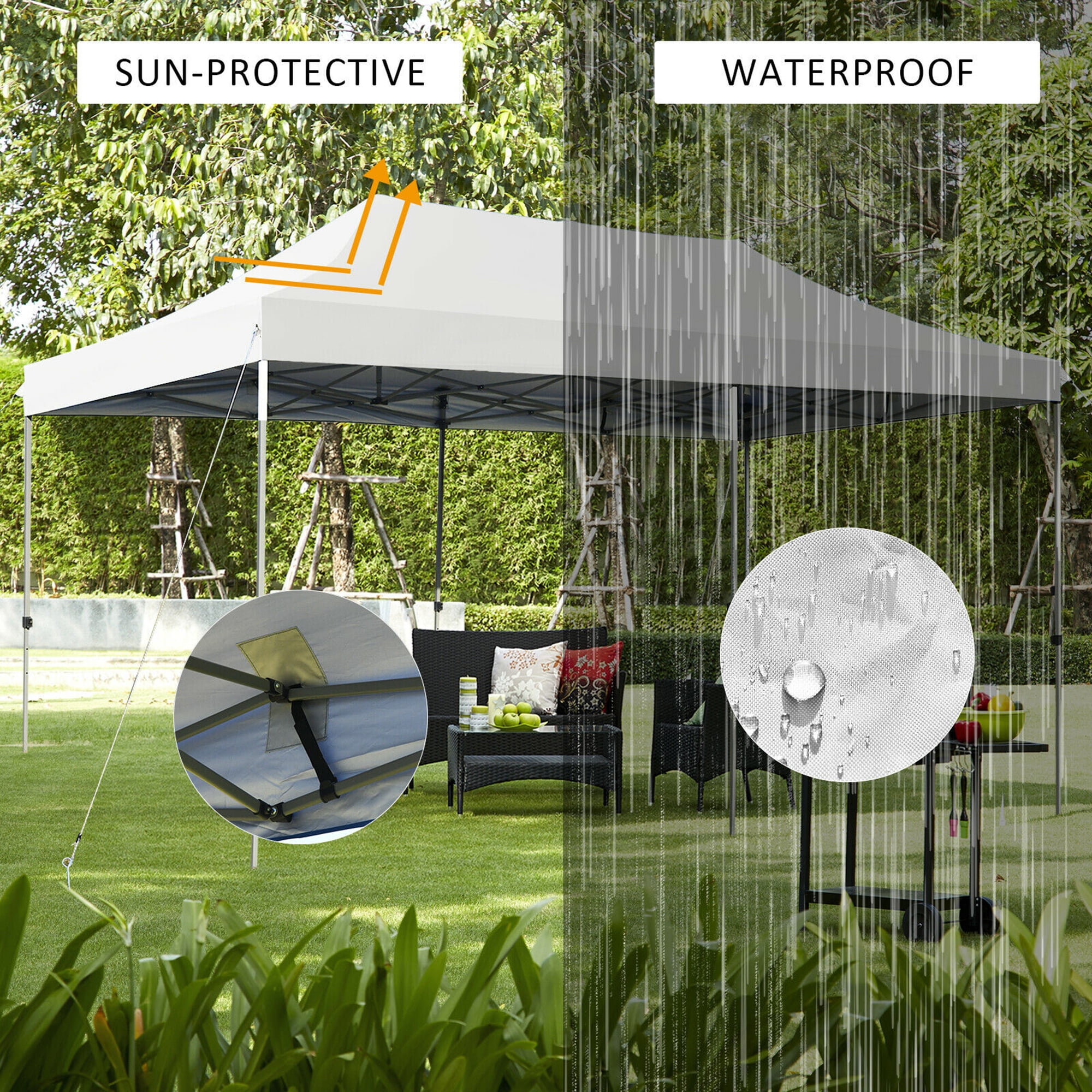 Gymax 10 x20 Pop up Canopy Tent Folding Heavy Duty Sun Shelter Adjustable W Bag White